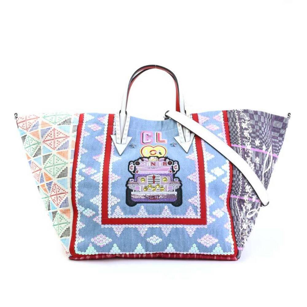 Christian Louboutin handbag/shoulder bag, Manila Cabas design, canvas and lea...